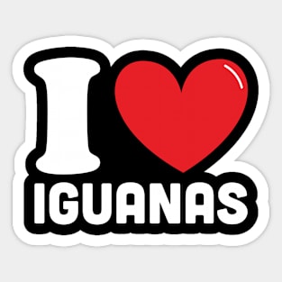 Red Heart I Love Iguanas Sticker